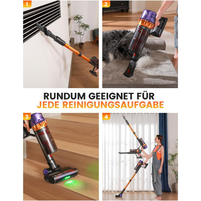 Акумуляторний пилосос AlloyMove A05: 50000Pa, 550W, 80 хвилин, LED дисплей, антизаплутувальна щітка, 7-ступенева фільтрація, для тварин, твердих поверхонь та килимів