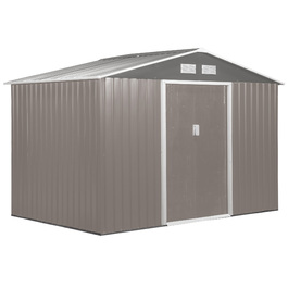 Outsunny Metal Garden Shed Садовий сарай з фундаментом, стійкий до погодних умов, сірий, 277x195x192 см, ідеально підходить для саду та зберігання інструментів