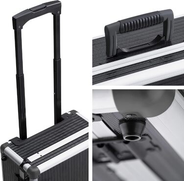 Набір інструментів Meister 156 предметів у візку на колесах з телескопічною ручкою - професійний кейс для інструментів, чорний/сріблястий, 8971440