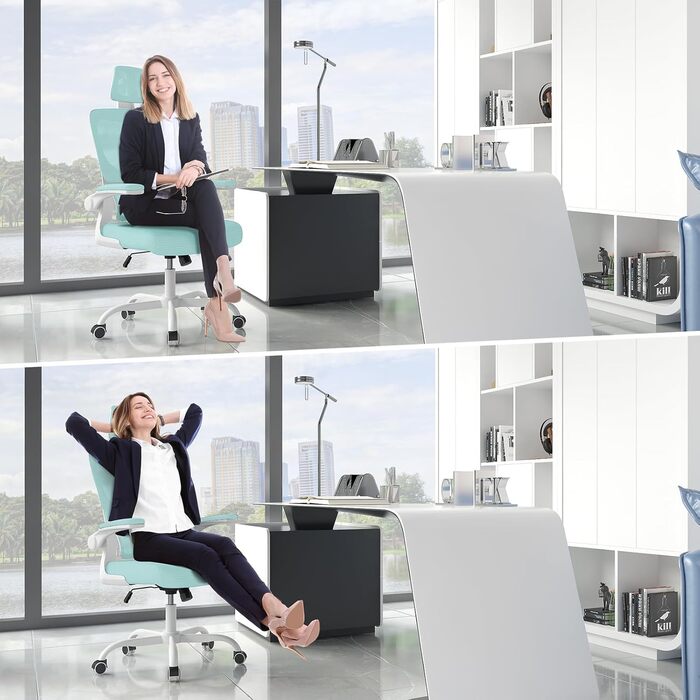 Офісний стіл Naspauluro: ергономічне крісло з регульованою підголовником, підлокітниками та підтримкою попереку. Дихаюча сітчаста спинка для дому та офісу.