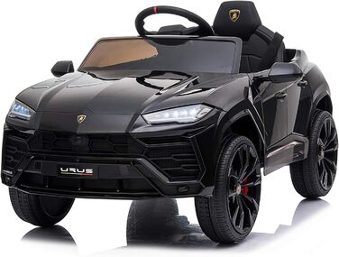 Дитячий електромобіль FINOOS Lamborghini Urus з оригінальною ліцензією, 12V акумулятор, вертикальні двері, 2 мотори, радіоуправління, чорний, для дітей 1-4 років