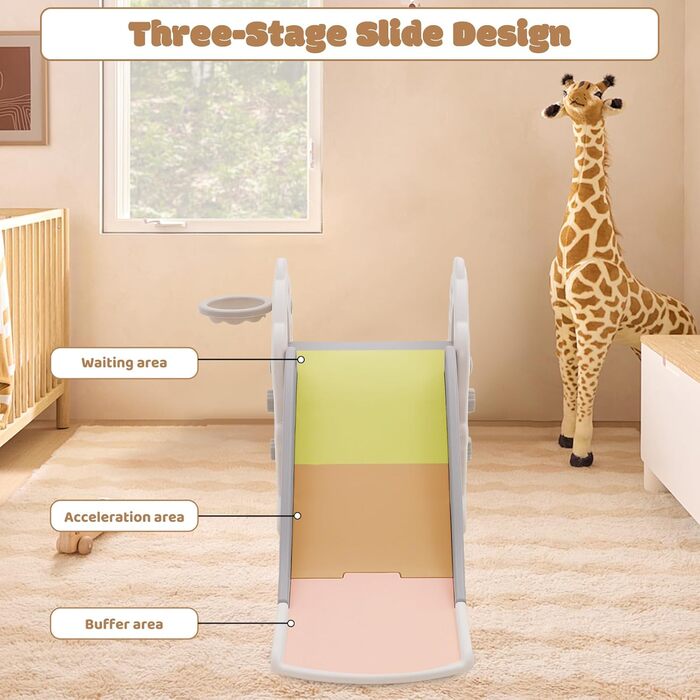 Дитяча гірка складана з баскетбольним кільцем для саду Rutsche 105 см, сіра