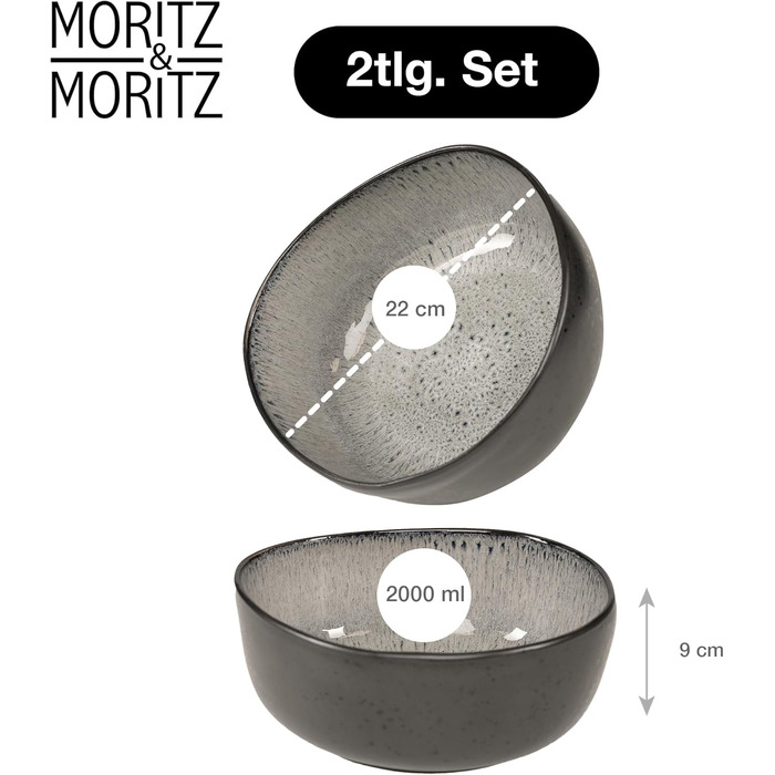 Набір посуду Moritz & Moritz ORGANIC на 6 осіб (18 предметів) - Елегантний набір тарілок з високоякісної кераміки (сірий)