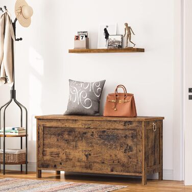 HOOBRO Скам'янка-лавка з ящиком для зберігання, іграшкова скриня з кришкою, полиця для взуття, скам'янка-скриня, міцна, безпечні петлі, спальня, вітальня, 76 см, білий EWT75CW01G1, білий (100 x 40 x 48 см, темно-коричневий)