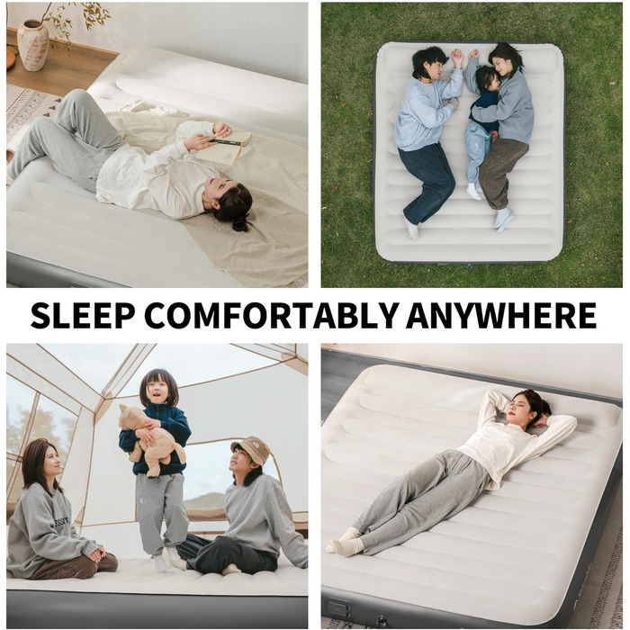 Надувний матрац Naturehike 2 особи з електричним насосом, 200x150x25 см. Самостійно надувний, преміум-якість, для кемпінгу та дому. Колір: коричневий та сірий (з подушками)