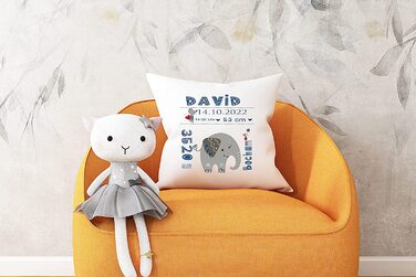 Персоналізований подарунок для немовлят Zarto із зазначенням дат народження - подушка з ім'ям в подарунок на день народження або хрещення-Подушка з ім'ям для хлопчиків і дівчаток (Девід)