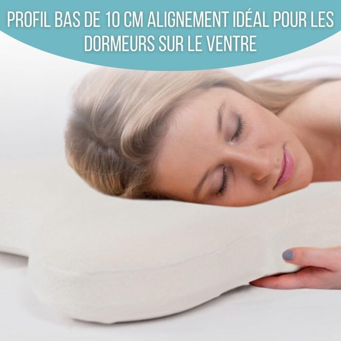 Дитяча подушка Inphysio з Memory Foam: бамбукова тканина, ергономічна підтримка шиї, 50x30x5,5 см (білий - метелик)