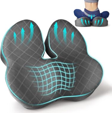 Подушка для сидіння Fwiull з Memory Foam: ергономічна, для автомобіля, дивана, офісу, сірого кольору
