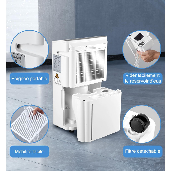 Зволожувач повітря Pasapair – автоматичний осушувач для дому до 120 м³ (20 м²) з таймером, 3 режими роботи, цифровий дисплей, шланг для відведення конденсату. Захист від вологи та плісняви.