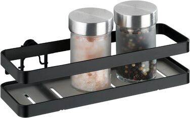 Кухонна полиця для банок, пляшок, склянок тощо, 25x5,5x12 см, чорна