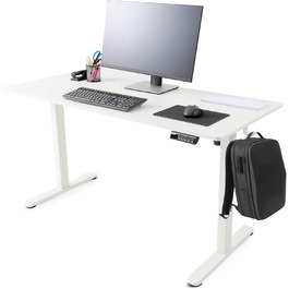 Електричний регульований стіл Arebos 120x60 см з пам'яттю | Комп'ютерний стіл, стоячий стіл, офісний стіл | Білий