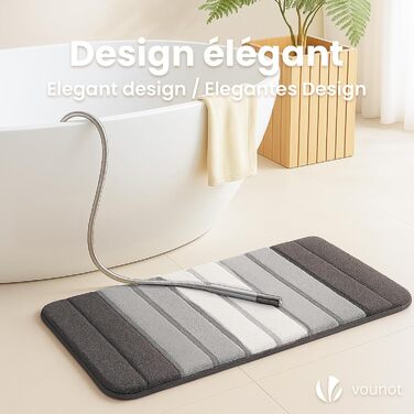 Набір килимків для ванної кімнати VOUNOT 2 шт. 60x90 см, рушмат, мікрофібра, швидковисихаючий, машинне прання, з градієнтом кольору сірого