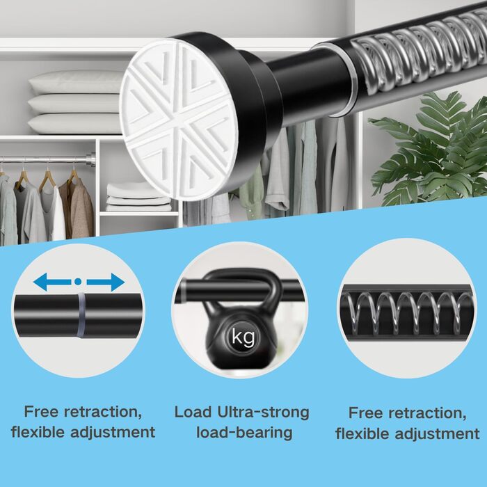 Штанга для душу з нержавіючої сталі, висувна, без свердління, 190-410 см, для ванної кімнати, ванни, душу, дверей (білий)