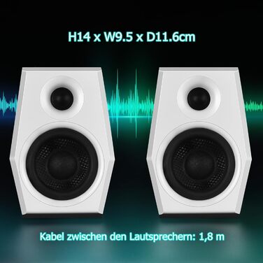 Sanyun SW209 - Комп'ютерні ігрові колонки 36W з RGB-підсвічуванням, Bluetooth 5.2, USB/AUX, 3 режими EQ (Гра/Фільм/Музика), 2.75