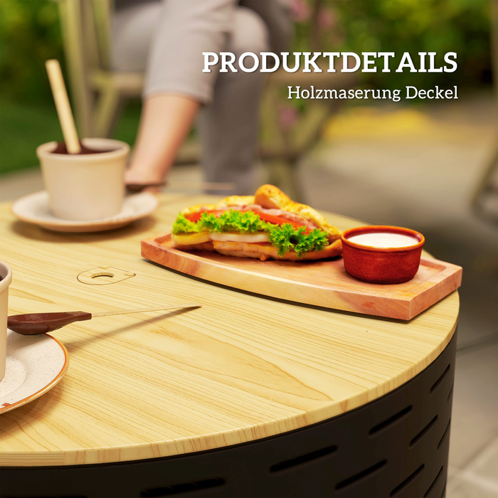 Вогнище 3-в-1 Ø60 x 39 см з нержавіючої сталі: вогнище, гриль та захист від іскор. Комплектується гачком для дров та колірною гамою 'вугільний сірий'.