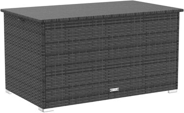 Скриня для зберігання садових речей Tectake з поліротангу, 750 л, чорна - водонепроникна, з газовими амортизаторами, 145x82.5x79.5 см