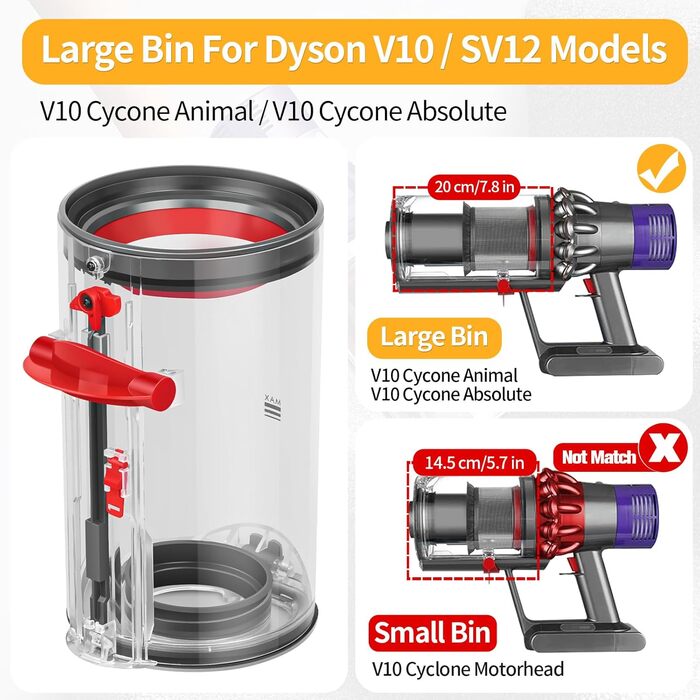 Контейнер для пилу RUKHOOL для пилососа Dyson V10 SV12 SV13 SV27 Номер деталі 969509-01