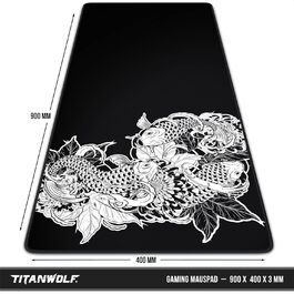 Килимок для миші TITANWOLF XXL 1000x600mm з мотивом Koi Tattoo – великий килимок для геймінгу, покращена точність та швидкість