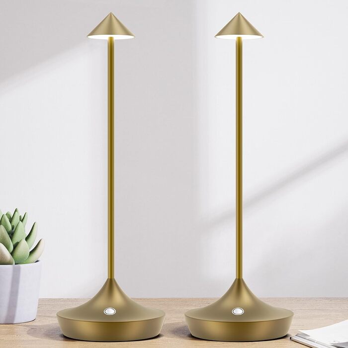 LED настільна лампа Hapfish 2 шт. бездротова, регульована яскравість, водонепроникна, акумуляторна, для дому та вулиці, бронзова