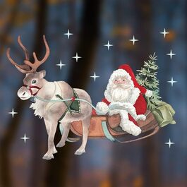 Картина вікна TinyFoxes Санта Клаус - Новорічний мотив для прикраси в дитячій кімнаті - статичний клей і багаторазовий - Крістін Фанке