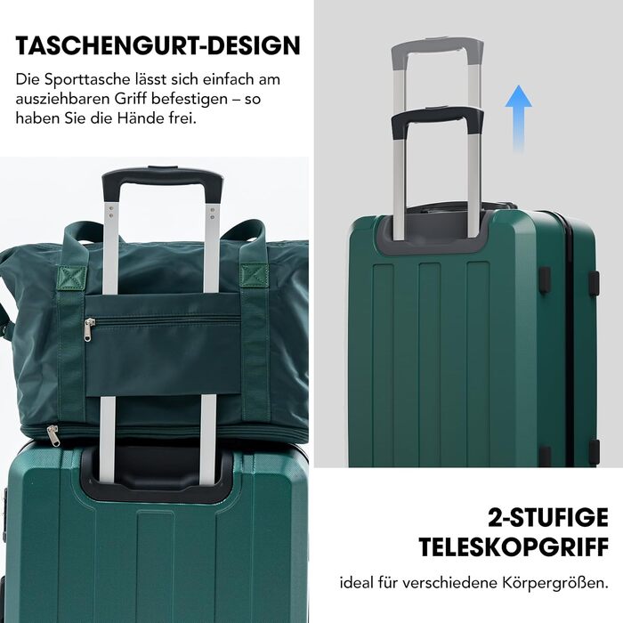 Набір валіз Vallsero: 5 шт., ABS, TSA-замок, рожеве золото, темно-зелений