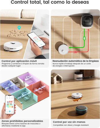 Робот-пилосос LEFANT M3 Gen1 з автопорожненням, 10000 Pa, функція вологого прибирання, навігація dToF, уникнення перешкод 190°PSD, 220 хв роботи