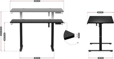 Стіл Електричний комп'ютерний стіл Офісний стіл Стіл Барний стіл 120 х 60 см Регулюється по висоті Плавно регульована 3-х плата пам'яті для керування пам'яттю Металева конструкція (Чорний), 8.2