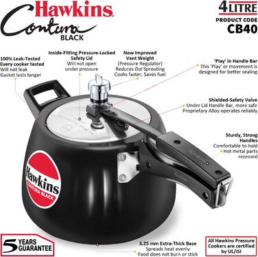 Тверда анодована скороварка HAWKINS CB30, алюміній, Contura Black, 4 л