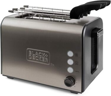 Тостер BLACKDECKER BXTOA900E - 900 Вт 2 широкі слоти, 7 рівнів, насадка для булочки, зупинка/повторне нагрівання/розморожування