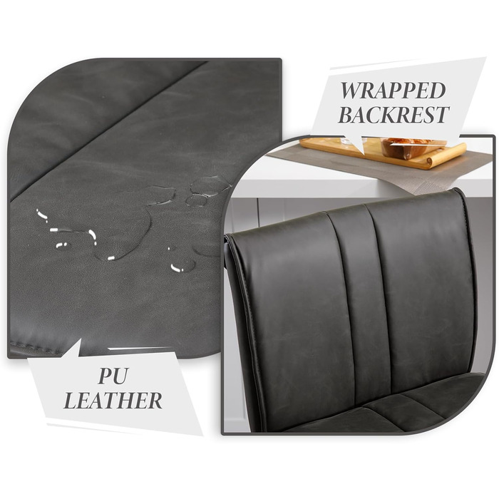 Набір з 2 барних стільців Chairus з PU шкірою, без підлокітників, для кухні, вітальні, острівця (зелений, сірий)