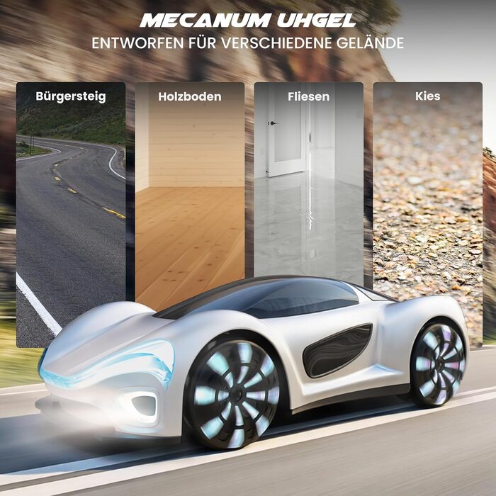 SIMREX RC Автомобіль 360° Дрифт Stunt Авто на радіокеруванні з LED підсвіткою дисків та туманом, 2.4GHz для дітей та дорослих від 6 років, подарунок на день народження, білий