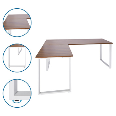 Робочий стіл WORKSPACE XL I 180 x 180 см горіх/білий hjh OFFICE