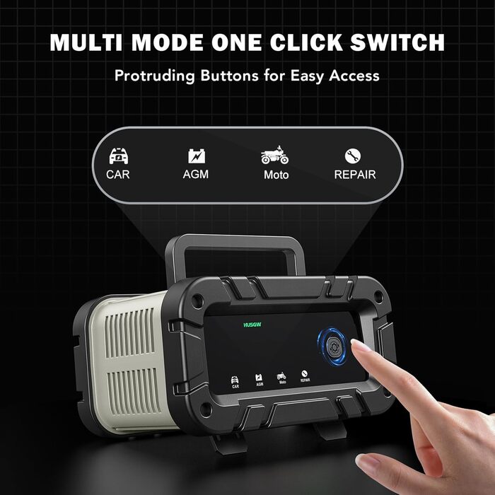 Автоматичний зарядний пристрій для акумуляторів з температурною компенсацією (6A), червоний. Підходить для авто, вантажівок, мотоциклів, газонокосарок, човнів та морських акумуляторів.