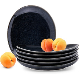 Тарілки для сніданку konsimo 6P - Набір з 6 тарілок для торта - Десертні тарілки з твердої порцеляни - TIME BLACK Маленькі тарілки - 15x13 см - Чорні (60 символів)
