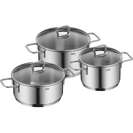 Набір каструль Silit Alicante Induktion, 3 шт., нержавіюча сталь, з кришкою, для всіх типів плит