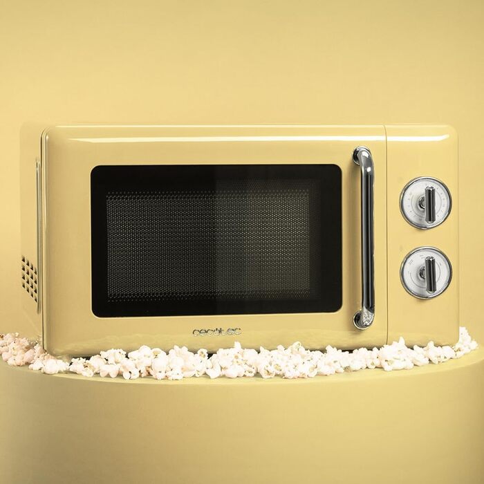 Мікрохвильова піч Cecotec Proclean 3010 Retro, 20 л, 700 Вт, механічне керування, 6 режимів, таймер 30 хв, режим розморожування, вінтажний дизайн, зелена, сталь