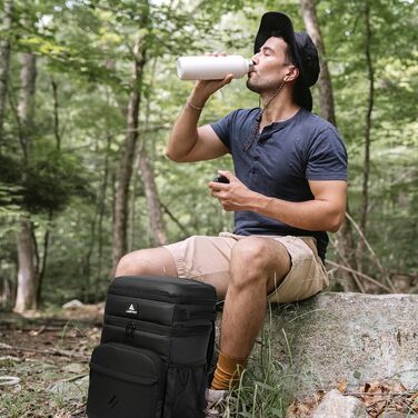 Рюкзак-холодильник Laripwit 54 літри: ізольований, тактичний, для пікніків, подорожей, кемпінгу, пляжу (33л) - чорний