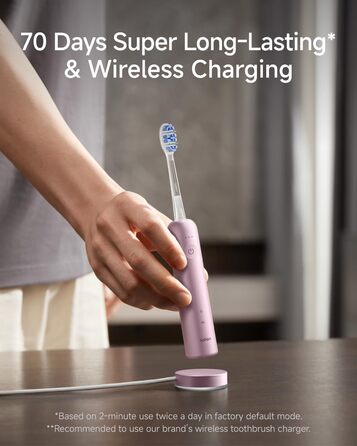 Електрична зубна щітка Laifen Wave Pro Рожева (Алюміній) з 6 режимами, акумулятором на 70 днів та контролем тиску