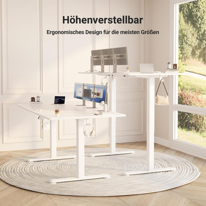 Регульований стіл Claiks 120x60 см: електричний, з пам'яттю, з гачками | Стіл для стоячи/сидячи