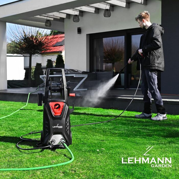 Високотискний мийник LEHMANN Hudson 1800 Вт, 145 бар, 450 л/год, з набором аксесуарів (щітка, пінозмішувач, шланг 5м)