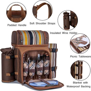 Набір для пікніка ALLCAMP Outdoor Gear на 4 особи (рюкзак, деки, посуд, аксесуари)