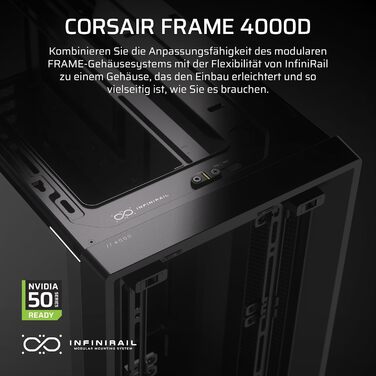 Корпус для ПК CORSAIR 4000D, модульний Mid-Tower ATX, високий повітряний потік, система кріплення вентиляторів InfiniRail™, сумісний з ASUS BTF, MSI Project Zero, Gigabyte Project Stealth, чорний