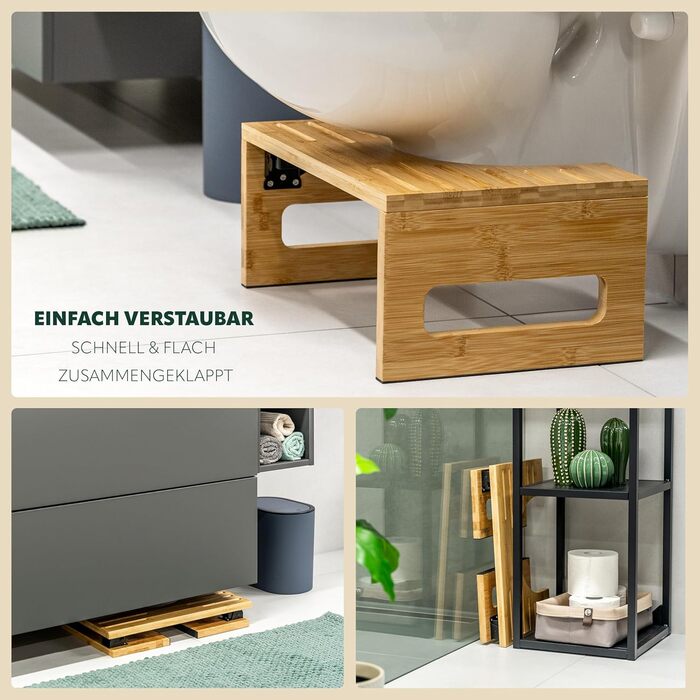 Електричний табурет для туалету Eluno з бамбука, складаний, антиковзкий, для дорослих та дітей - для полегшення при запорах та здуттях