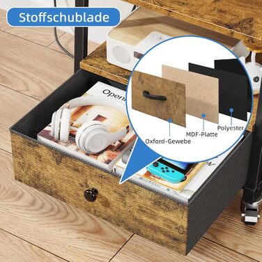 Тумба для телевізора на колесах з ящиком, для телевізорів 32-75 дюймів, регульована, з розеткою, коричнева, 140 см