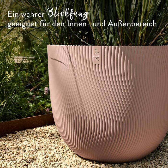 Горщик Elho Sereh Rund 40 - для дому та саду - з переробленого пластику, бежевий, Ø 39.0 x H 33.3 см