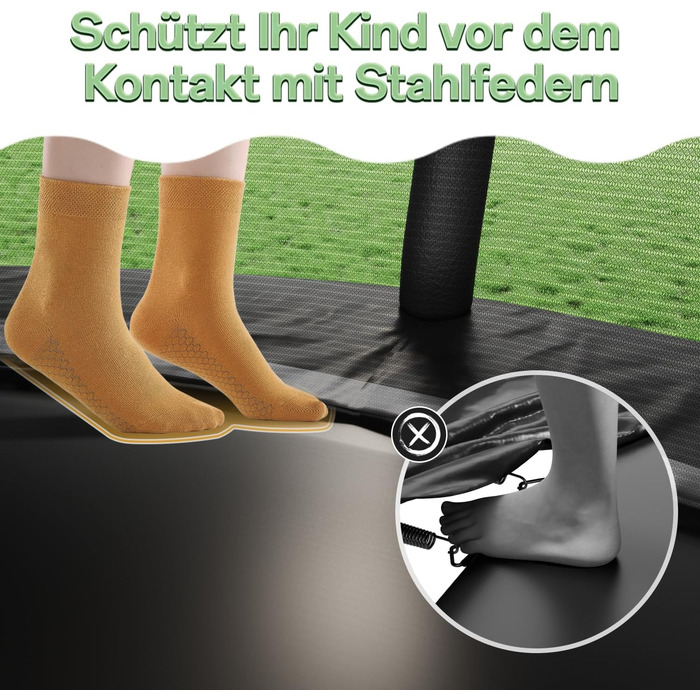 Батут садовий Flamaker Ø228/305/366/427 см з захисною сіткою, до 150 кг, для дітей та дорослих, чорний