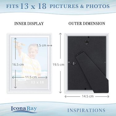 Фоторамка Icona Bay 10x15 см, 6 шт. , деталізовані молдинги, сучасний набір, настінна/столова, колекція натхнення (13x18, білий)