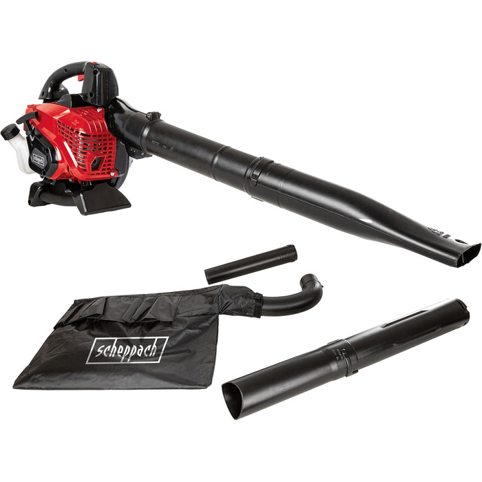 Бензопилосос-лістозбирач Scheppach LBH3500P 4в1: потужний, з Easy Start, 25,4 см³, 1,2 к.с., 295 км/год, 790 м³/год, 50л мішок, насадка для збору та видування
