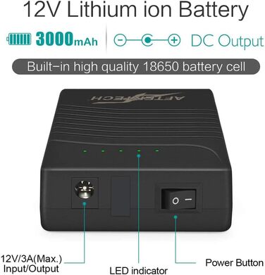 AFTERTECH Mini UPS Powerbank 12V 3000mAh: Джерело безперебійного живлення з USB-виходом