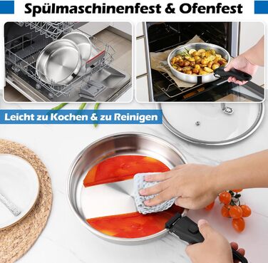 Набір каструль Joyfair, 9 предметів, з нержавіючої сталі, знімний ручка, для індукційних плит, сумісний з усіма типами плит, можна використовувати в духовці та мити в посудомийній машині